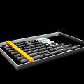 Tray with Black Cylindrical Items Yellow Strip and White Section Arrangement