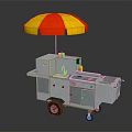 Street Food Cart With Red And Yellow Umbrella For Mobile Vending Business
