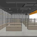 Modern Supermarket Department Store Interior Featuring Open Layout Display Shelves And Lighting