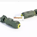 Green Military 500 LB Bombs With Yellow Bottom And Tail Fins