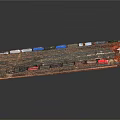 Detailed Model Train With Colorful Carriages On Railway Track