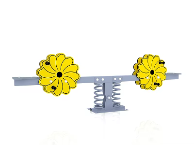 Outdoor Playground Seesaw With Yellow Flower Decorations And Spring Structure 3d model