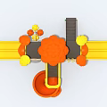 Colorful Kids Outdoor Playground Equipment With Yellow Orange Slides And Canopy Roof