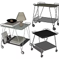 Modern Metal Frame Side Table With Wheels Multi Tiered Design For Decorative Items And Books