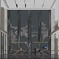 Modern Hotel Lobby Interior With Marble Floor Chandelier Staircase And Art Decor