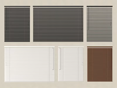 Modern Venetian Blinds In Black White And Brown Shades For Home Window Decoration 3d model