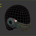 Astronaut Character Wearing Purple Starry Helmet With Metallic Straps And Red Light
