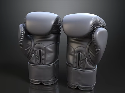 High Quality Black Leather Boxing Gloves For Training And Sparring 3d model