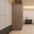 Modern Public Office Space With Light Walls Brown Column Wooden Floor And Green Plant