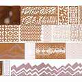 Decorative Geometric Patterns And Textures With Lines Grids Waves And Mountain Shapes 3d model