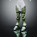 Futuristic Green Armored Mechanical Boots With Reflective Surface And Detailed Design