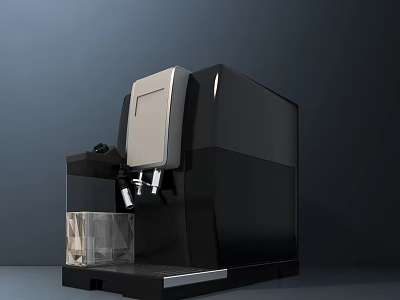 Modern Black Coffee Machine With Silver Panel And Transparent Water Tank 3d model