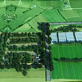 Aerial View Of Scenic Rural Garden Landscape With Lush Green Farmlands Neat Greenhouses And Country Roads
