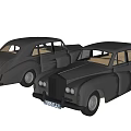 Two Black Classic Vintage Sedans With Retro Body Design On White Background
