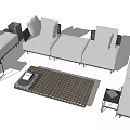 Modern Outdoor Sofa Set With Cushions Side Tables And Decorative Rug