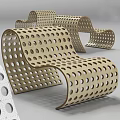 Stylish Modern Wooden Leisure Chair With Curved Design And Perforated Holes