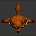 Cute Cartoon Fox Character 3D Model With Orange White Fur And Red Ears Open Arms