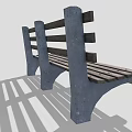 Wooden Outdoor Bench With Slatted Seat Backrest And Concrete Support Legs