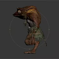 Fantasy Frog Like Animal With Humanoid Limbs Moss Covered Body And Large Eyes