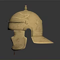 Ancient Golden Helmet Historical Protective Weapon Design With Metallic Surface And Central Crest