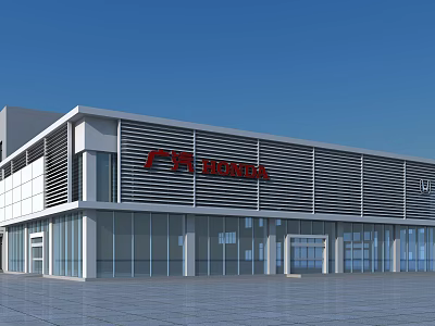 GAC Trumpchi Modern Showroom Building With White Glass Facade And Exterior Design 3d model