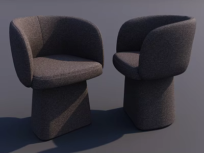 Modern Gray Upholstered Accent Chair With Curved Armrests And Tapered Base 3d model