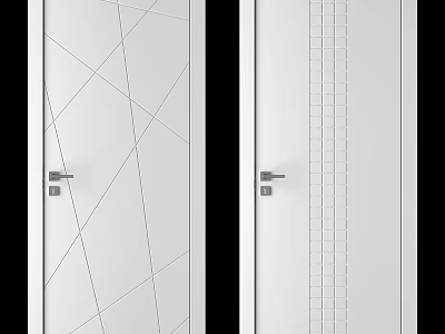 Modern White Hinged Doors Featuring Geometric Line Patterns And Sleek Design 3d model