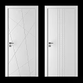 Modern White Hinged Doors Featuring Geometric Line Patterns And Sleek Design 3d model