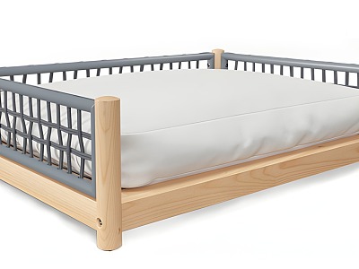 Children's Bed Wooden Bed Single Bed Mattress 3d model