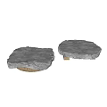 Natural Stone Coffee Table With Rustic Wooden Base And Textured Organic Edges