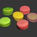 Colorful Macarons On Shiny Black Background Display As Sweet Delicious Dessert