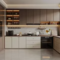 Modern Kitchen Interior Design With Dark Light Cabinets Appliances Countertop And Sunflowers