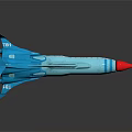 Blue Space Shuttle Model With Red Tip Silver And Blue Stripes Streamlined Design