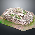 Ancient Circular Stone Wall Structure With Green Grass And Earth Surroundings 3d model