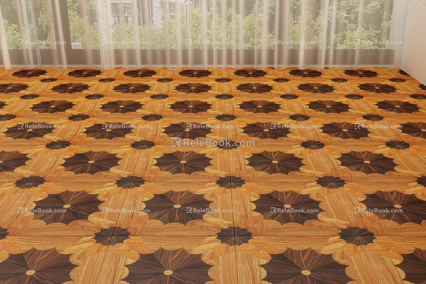 European-style parquet wood floor 3d model