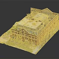 Industrial Building Model With Rusted Metal Frames Damaged Roof And Green Plants