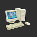 Vintage Desktop Computer Setup with Tower Monitor Keyboard and Mouse and Screen