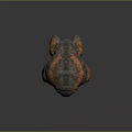 Decorative Ornament Figurine Creature Shaped With Orange Gray Textured Surface Fantasy Bulky Body And Thick Legs