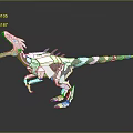 Mechanical Raptor Dinosaur 3D Model With Sharp Features And Gray White Design