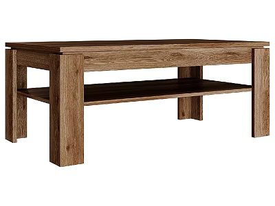 Modern Wooden Coffee Table with Lower Shelf and Natural Wood Finish 3d model