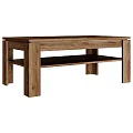 Modern Wooden Coffee Table with Lower Shelf and Natural Wood Finish