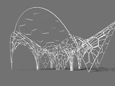 Modern White Geometric Lattice Structure with Intricate Patterns Architectural Art Installation 3d model
