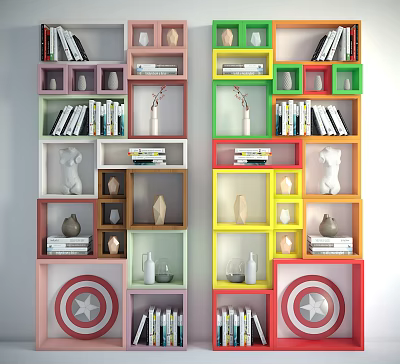 Modern bookshelf bookshelf ornaments combination 3d model
