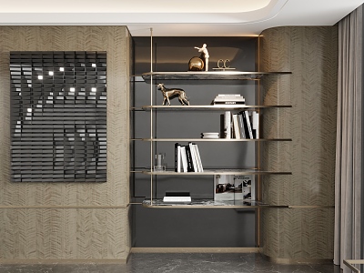 Light Luxury Metal Bookshelf Bookcase model