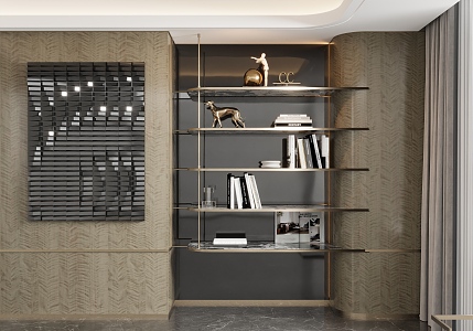 Light Luxury Metal Bookshelf Bookcase 3d model