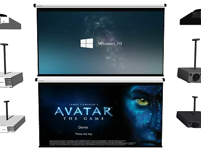 Projection Surveillance System With High Definition Screen And Wall Mounted Projectors 3d model
