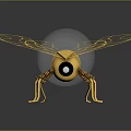 Golden Insect Shaped Bulb Lamp Unique Decorative Furniture With Artistic Wings And Spiral Legs