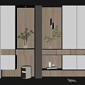 Modern Minimalist Shoe Cabinet Design With White And Wooden Finish In Living Room Interior