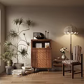 Cozy Modern Entryway Interior With Entryway Cabinet Side Cabinet Potted Plant And Floor Lamp