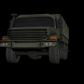 Green Military Utility Vehicle With Camouflage Canvas Cover And Multi Wheel Design